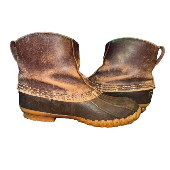 Vtg L.L. Bean Duck Boot Men\'s Size 6 M Brown Leather Maine Hunting Shoes